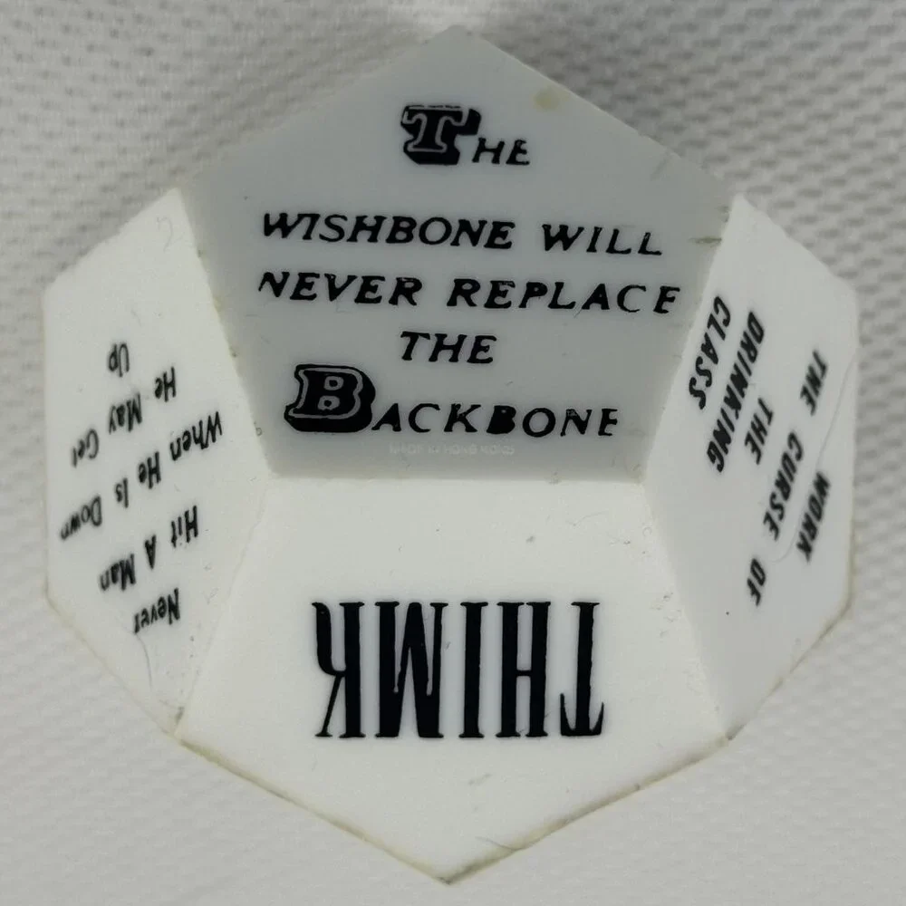 Vintage12-Sided Novelty Dice Humorous Motivational Sayings White & Black 3-Inch